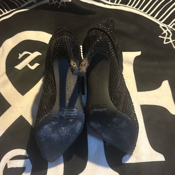 Black rhinestone spike heeled boots - Picture 3 of 4